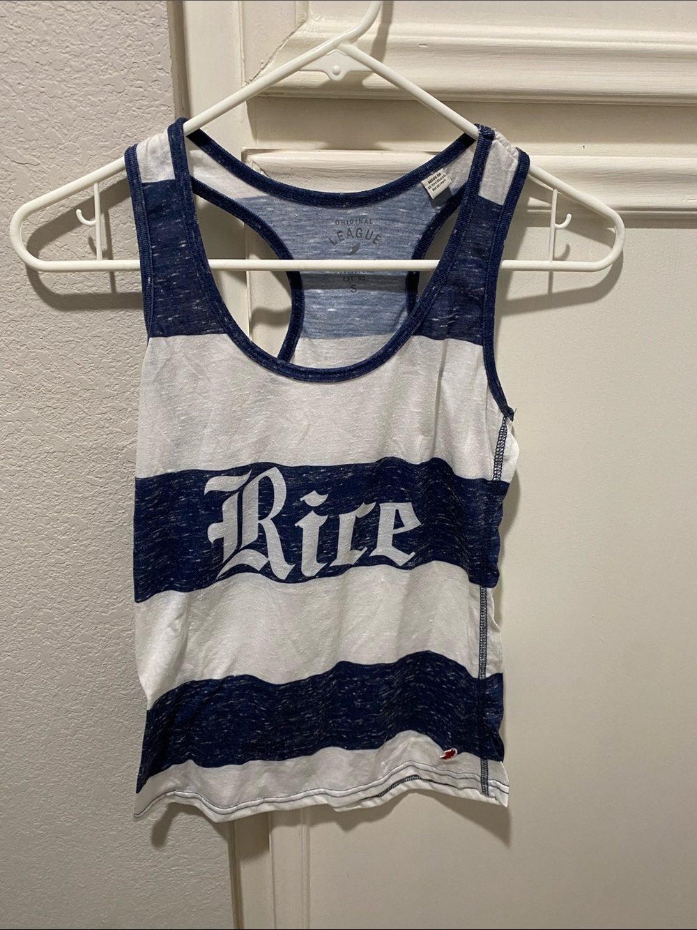 Rice Striped Racerback Tank Top - White & Navy